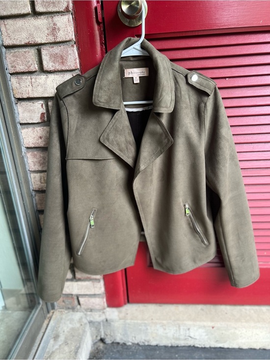 Philosophy Jackets & Blazers - Philosophy Medium Olive Green Suede Moto Jacket